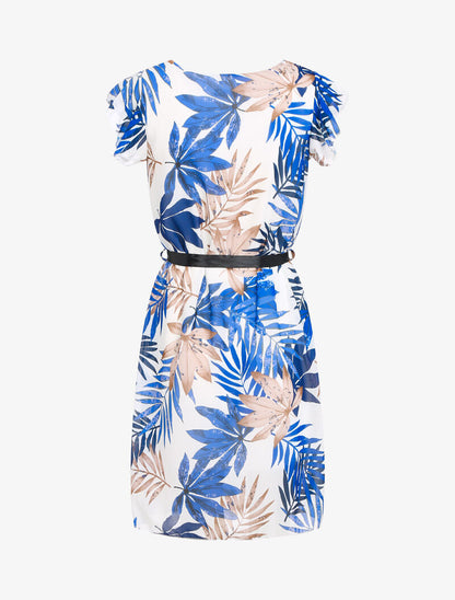 Robe en voile imprimé feuillage - bleu - 2