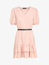 Robe courte unie à manches ballons et bord à basques - rose - 1
