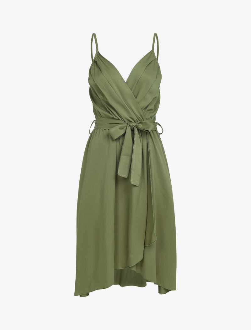 Robe fluide style portefeuille - kaki - 1