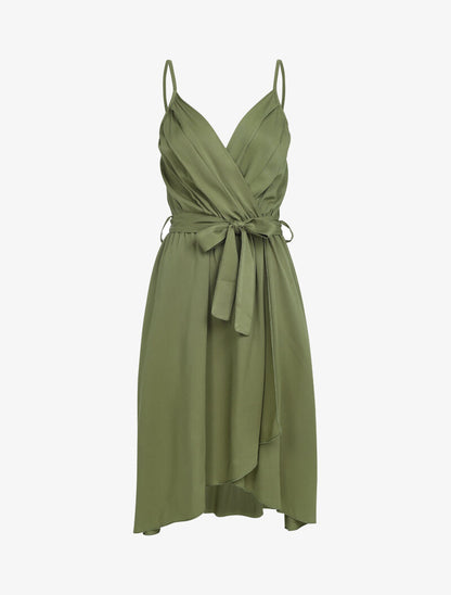 Robe fluide style portefeuille - kaki - 1