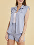 Top style chemise à épaulettes - bleu ciel - 1