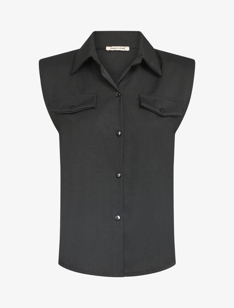 Top style chemise à épaulettes - noir - 1