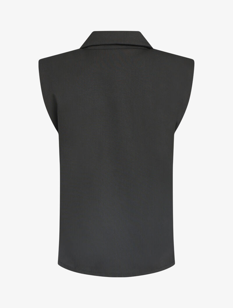 Top style chemise à épaulettes - noir - 2