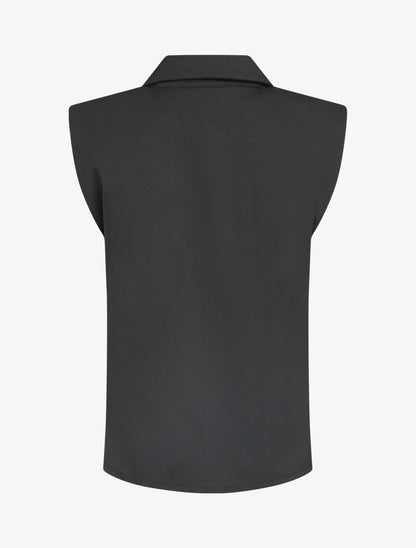 Top style chemise à épaulettes - noir - 2