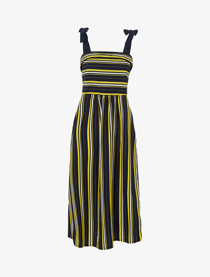 Robe mi longue à rayures - marine - 3