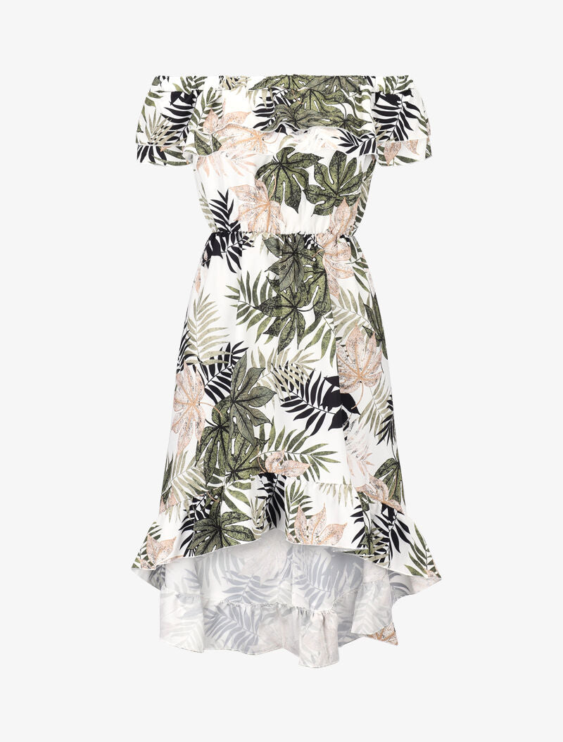 Robe imprimée à volants - kaki - 2