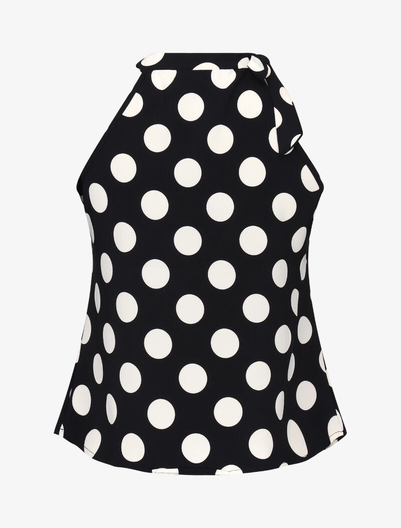 Top à pois avec col à nouer - noir - 2