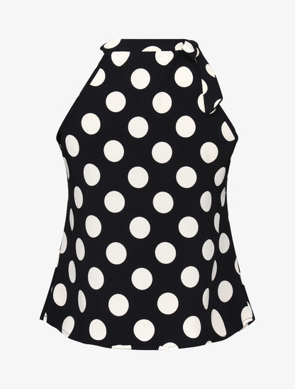 Top à pois avec col à nouer - noir - 2