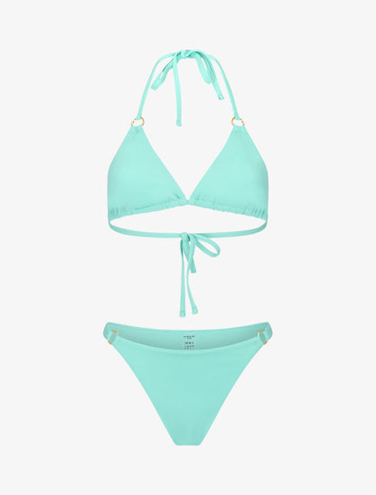 Bikini triangle à anneaux dorés - bleu clair - 3