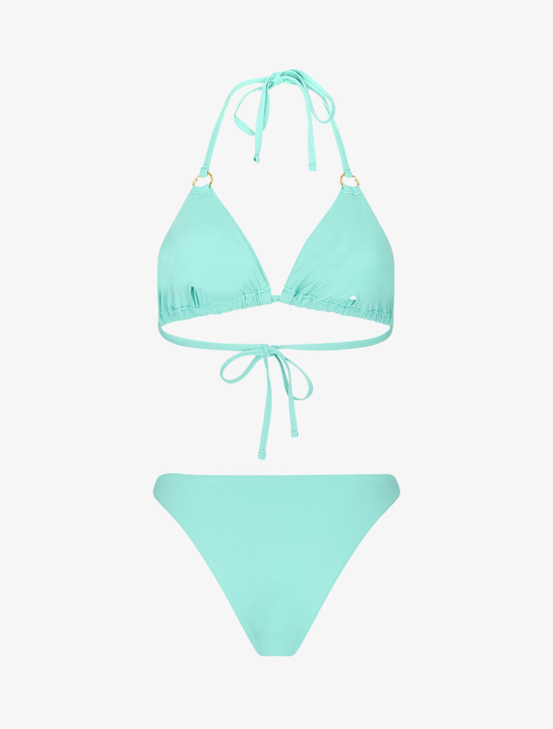 Bikini triangle à anneaux dorés - bleu clair - 2