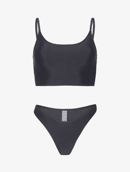Bikini brassière côtelé - noir - 1