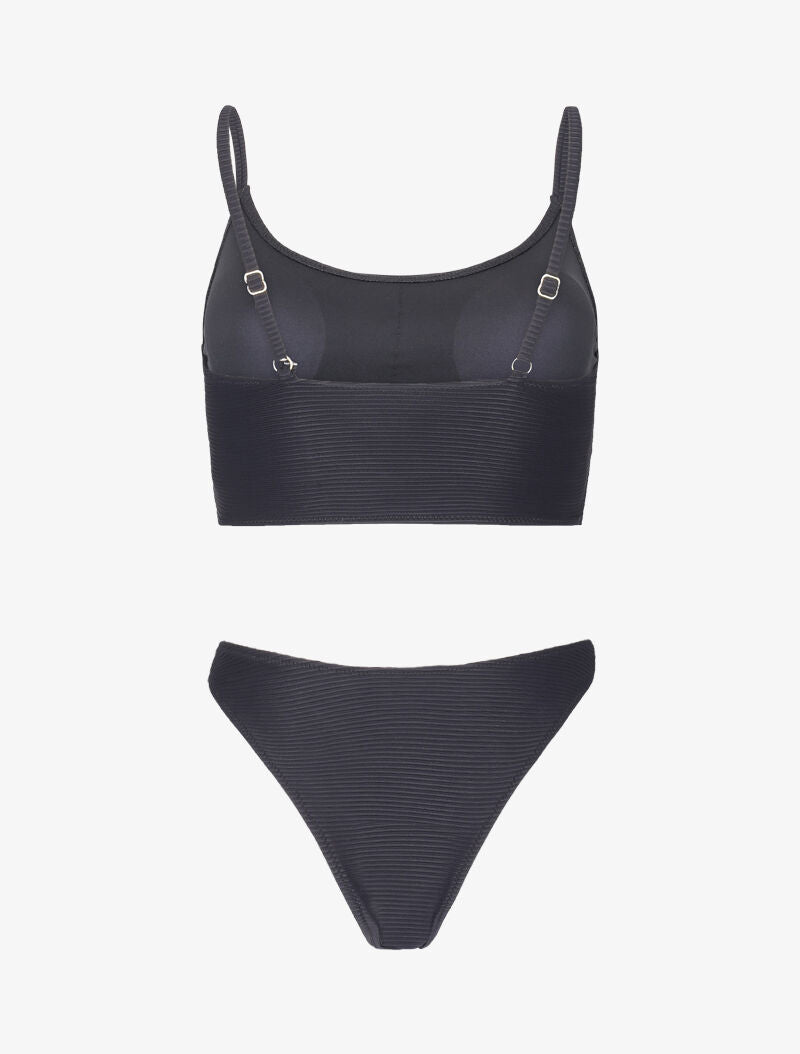 Bikini brassière côtelé - noir - 2