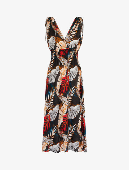 Robe longue cache coeur imprimé jungle - noir - 3