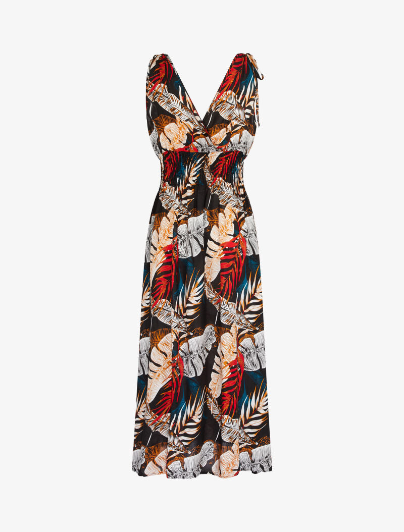Robe longue cache coeur imprimé jungle - noir - 2