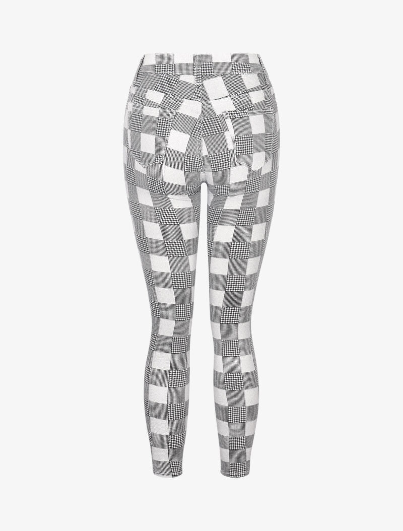 Jean imprimé damier pied de poule coupe skinny - noir - 4