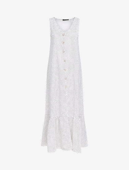 Robe à pois et bord fendu - blanc - 2