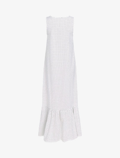 Robe à pois et bord fendu - blanc - 3