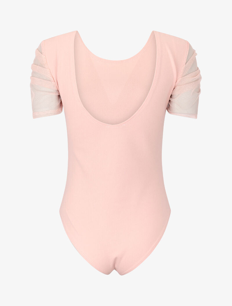 Body à manches plissées en tulle - rose - 2