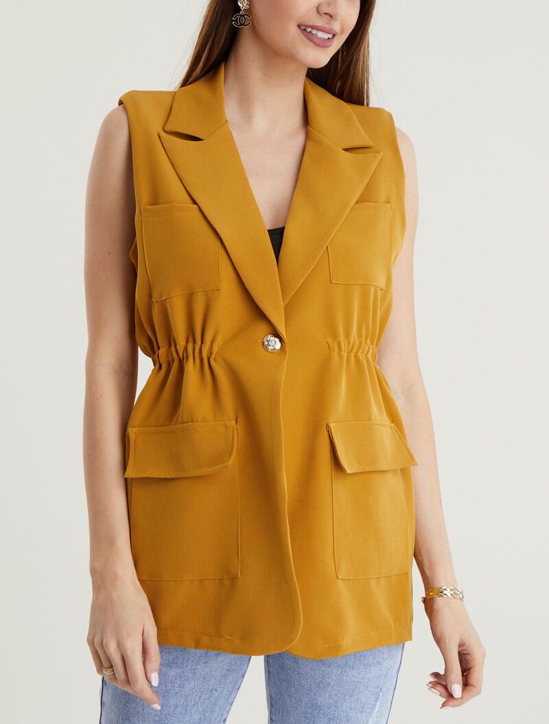 Blazer cintrée stylisée - moutarde - 4