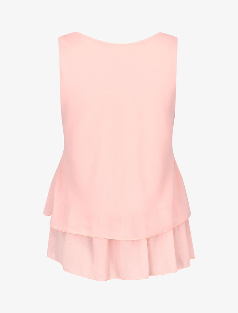 Top en voile à doublure dentelle - rose - 2