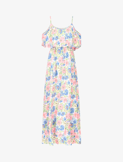 Robe à buste volanté et imprimé floral - blanc - 3