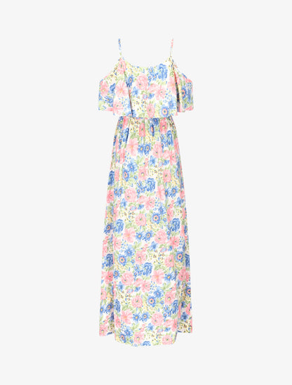 Robe à buste volanté et imprimé floral - blanc - 2