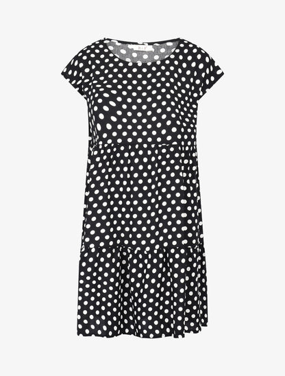 Robe coupe trapèze à pois - noir - 1