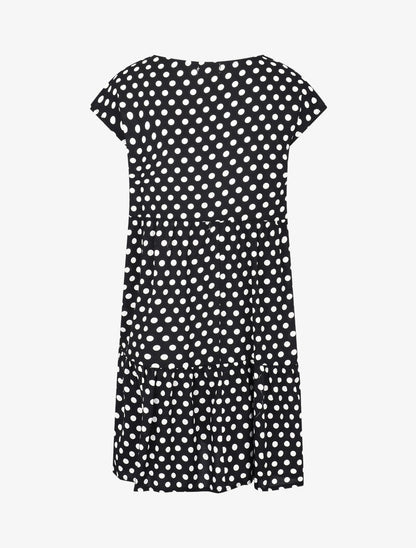 Robe coupe trapèze à pois - noir - 2