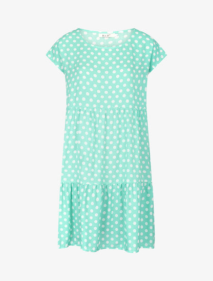 Robe coupe trapèze à pois - vert menthe - 1