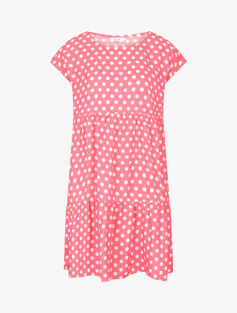 Robe coupe trapèze à pois - rose - 1
