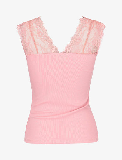 Débardeur à larges bretelles en dentelle - rose - 2