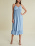 Robe mi longue à bas volanté - bleu ciel - 1