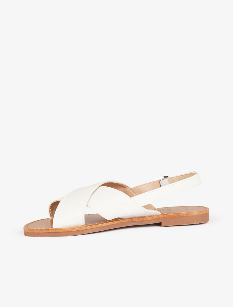 Nu-pieds plats à larges brides croisées - blanc - 4