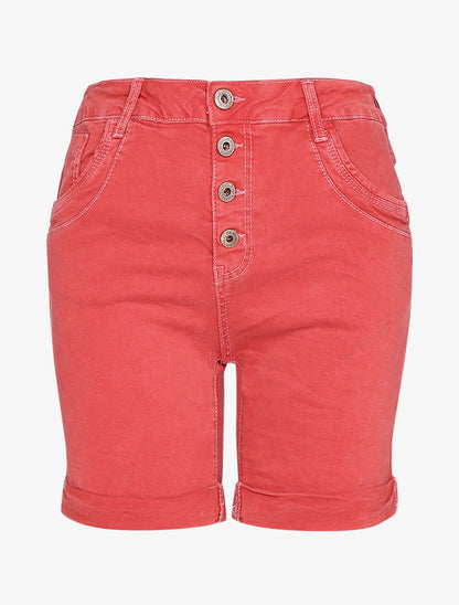 Short loose uni à ourlets - rouge - 3