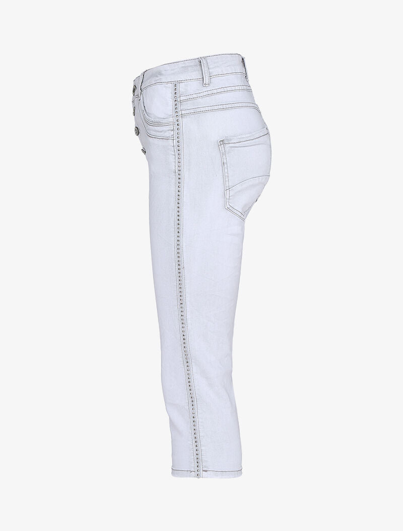 Pantacourt à bandes ornées de billes - gris clair - 5