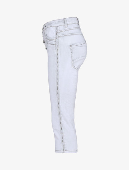 Pantacourt à bandes ornées de billes - gris clair - 5