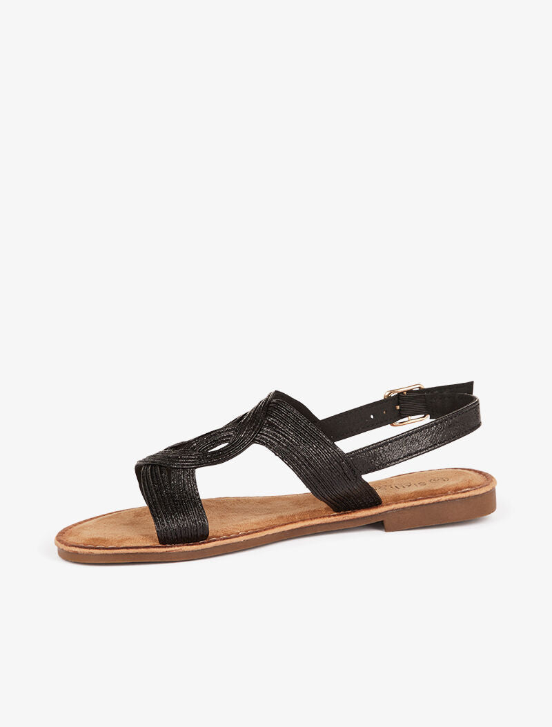 Nu-pieds à ganse croisée et texturée - noir - 4