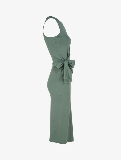 Robe à empiècements à nouer - kaki - 3