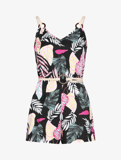 Combishort à imprimés et détails style corde - noir - 2