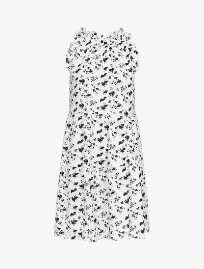 Robe trapèze à buste volanté - blanc - 1