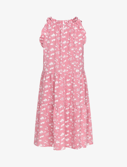 Robe trapèze à buste volanté - rose - 2