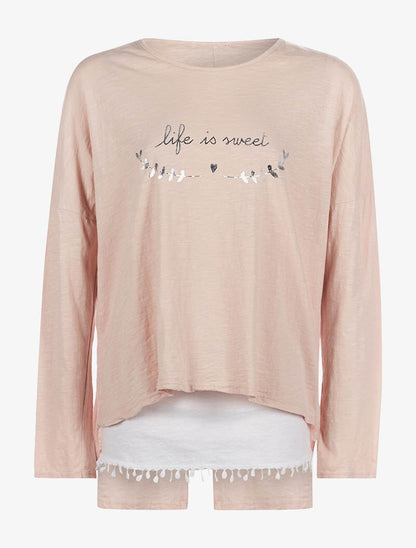 T-shirt life is sweet - rose - 1