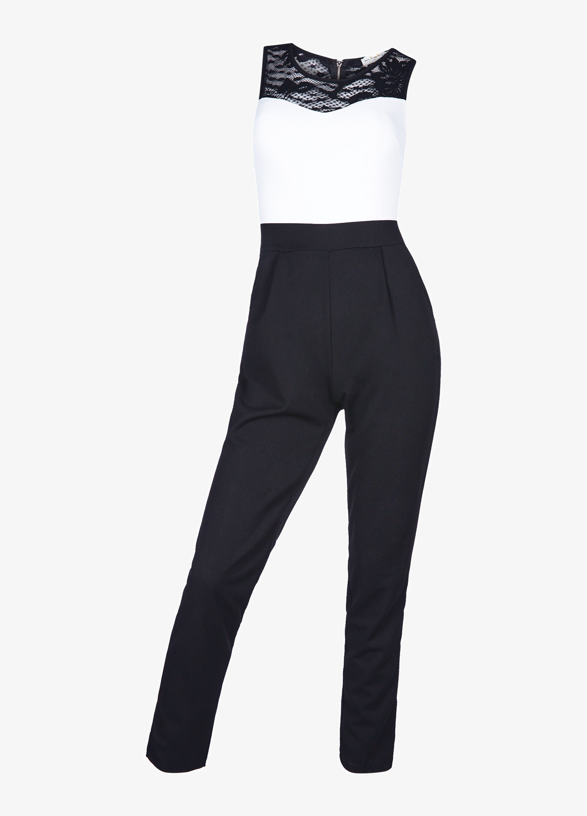Combinaison épaules dentelle - noir/blanc - 1