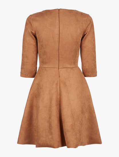 Robe daim à billes argentées - marron - 2