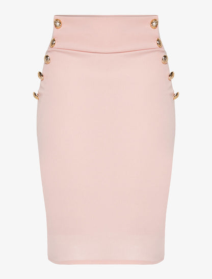 Jupe taille haute boutonnée - rose - 1