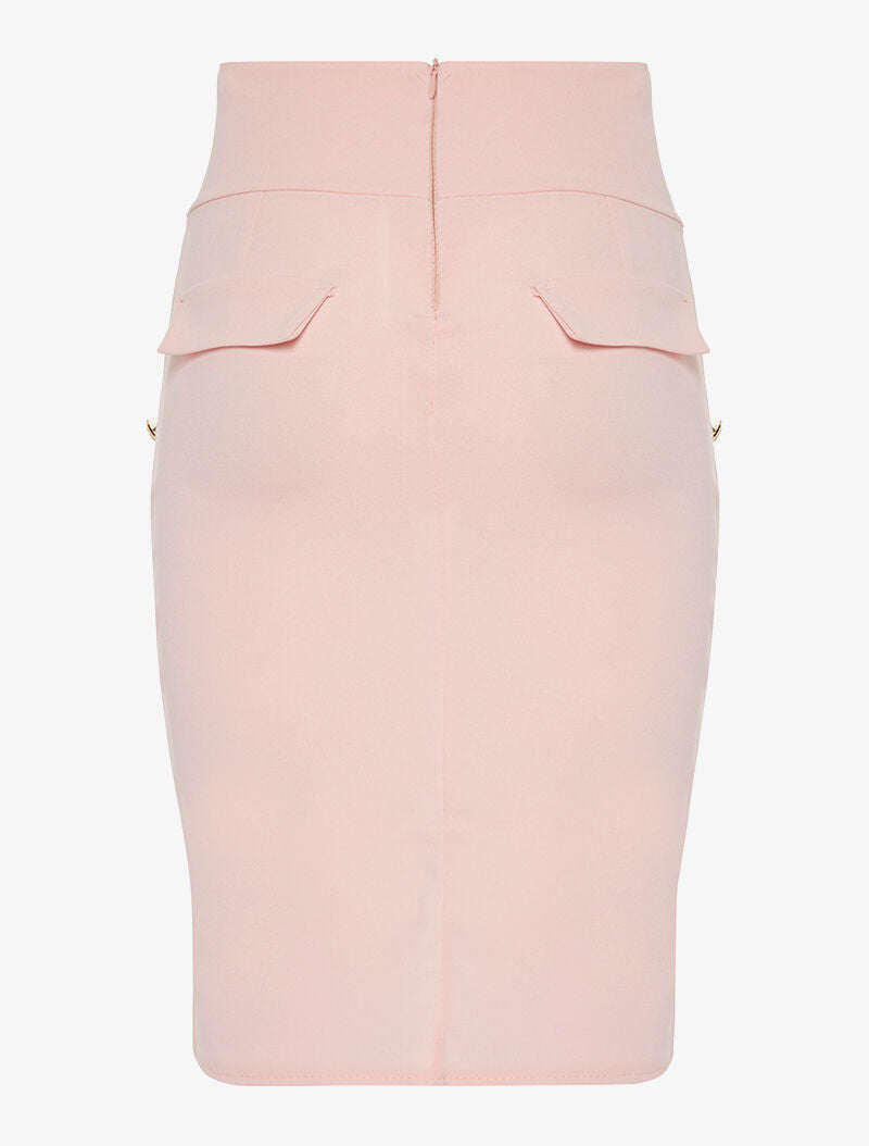 Jupe taille haute boutonnée - rose - 2