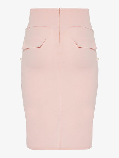 Jupe taille haute boutonnée - rose - 2