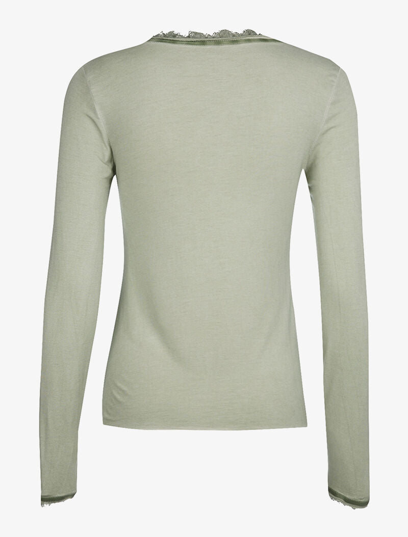 Top fin dentelle effilochée - vert clair - 2