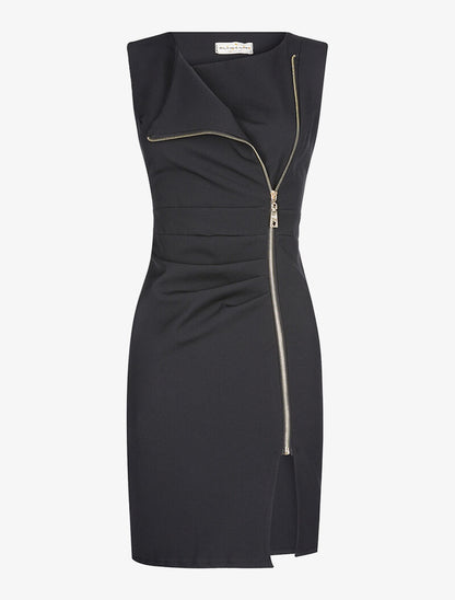 Robe zippée unie - noir - 2