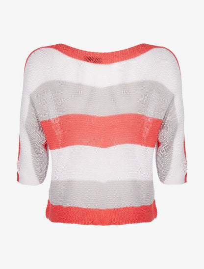 Pull maille fine tricolore - orange - 2
